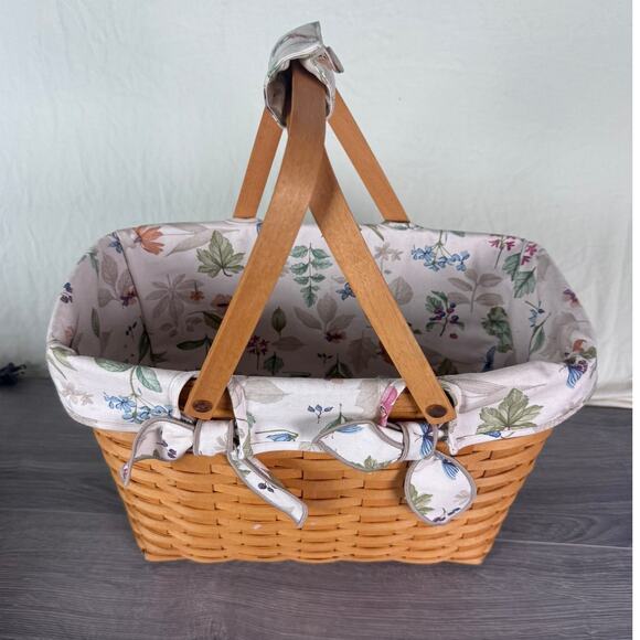 Longaberger Large Rectangle Swing Handled Basket Signed 2000 Botanical Fields - Picture 3 of 10